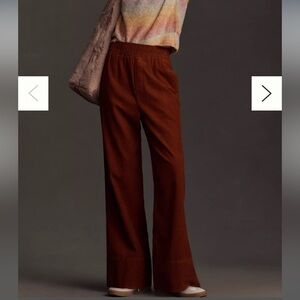 Maeve Corduroy Pull-On Trouser Pants Large Anthropologie Colette Red Brown Rust
